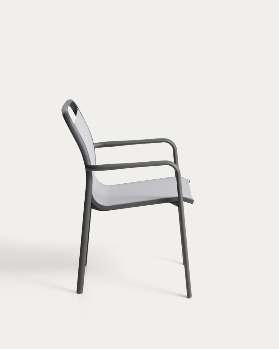 Luri stackable chair in graphite aluminium and grey texteline