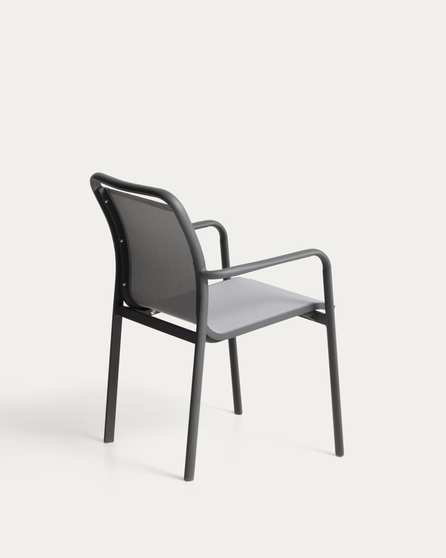 Luri stackable chair in graphite aluminium and grey texteline