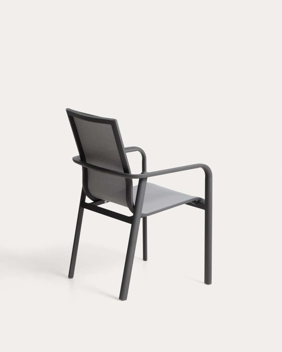 Canea stackable chair with graphite aluminium structure