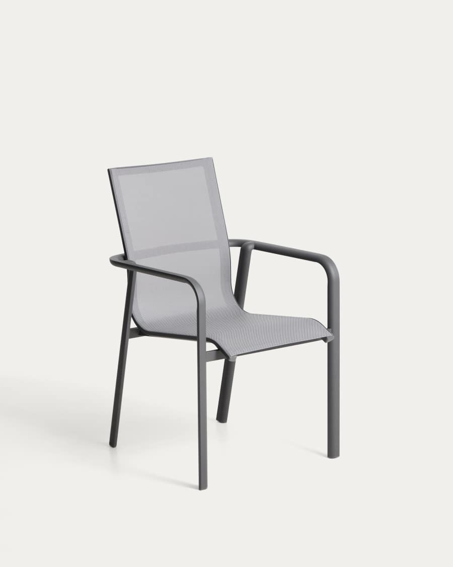 Canea stackable chair with graphite aluminium structure