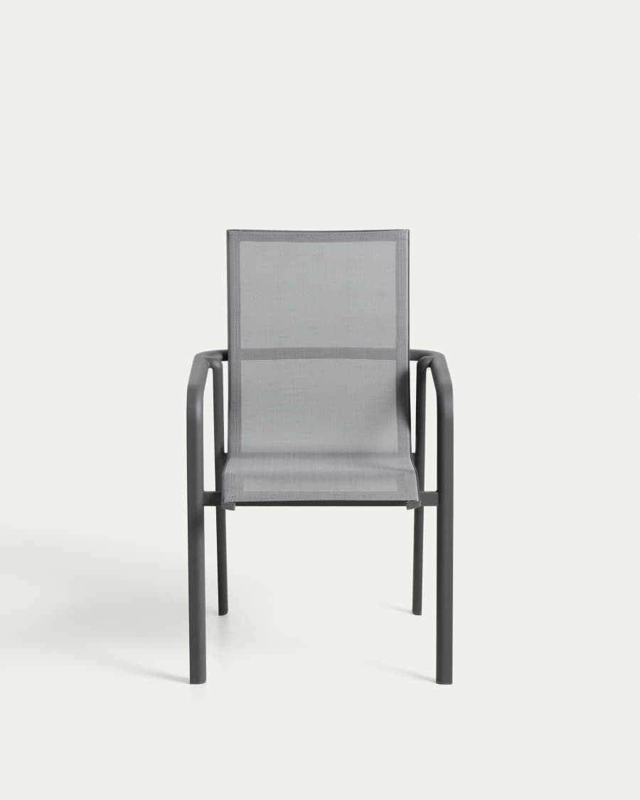 Canea stackable chair with graphite aluminium structure