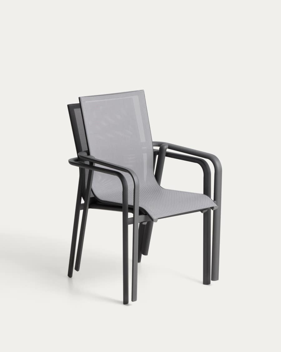 Canea stackable chair with graphite aluminium structure