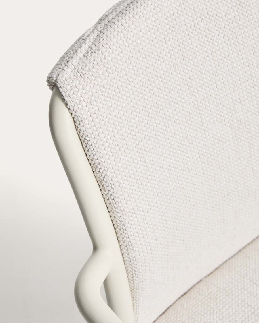 Linosa stackable chair in natural aluminium with beige cushion