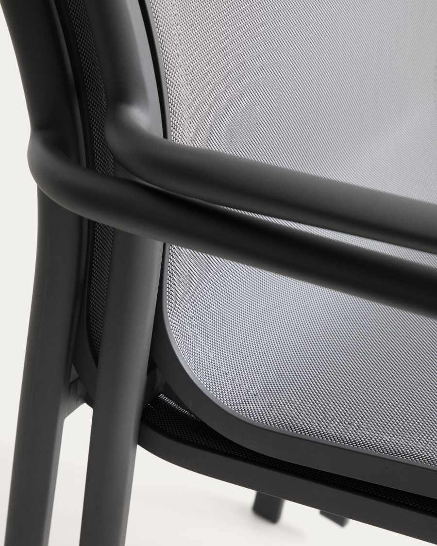 Luri stackable chair in graphite aluminium and grey texteline