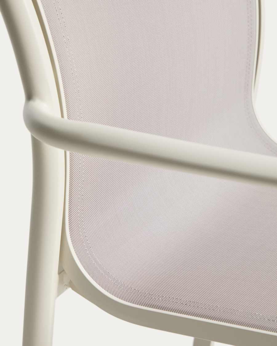 Cadira apilable Luri d’alumini cru i textilè beix