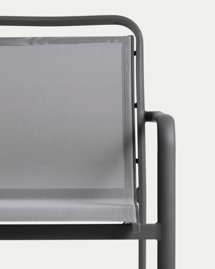 Luri stackable chair in graphite aluminium and grey texteline