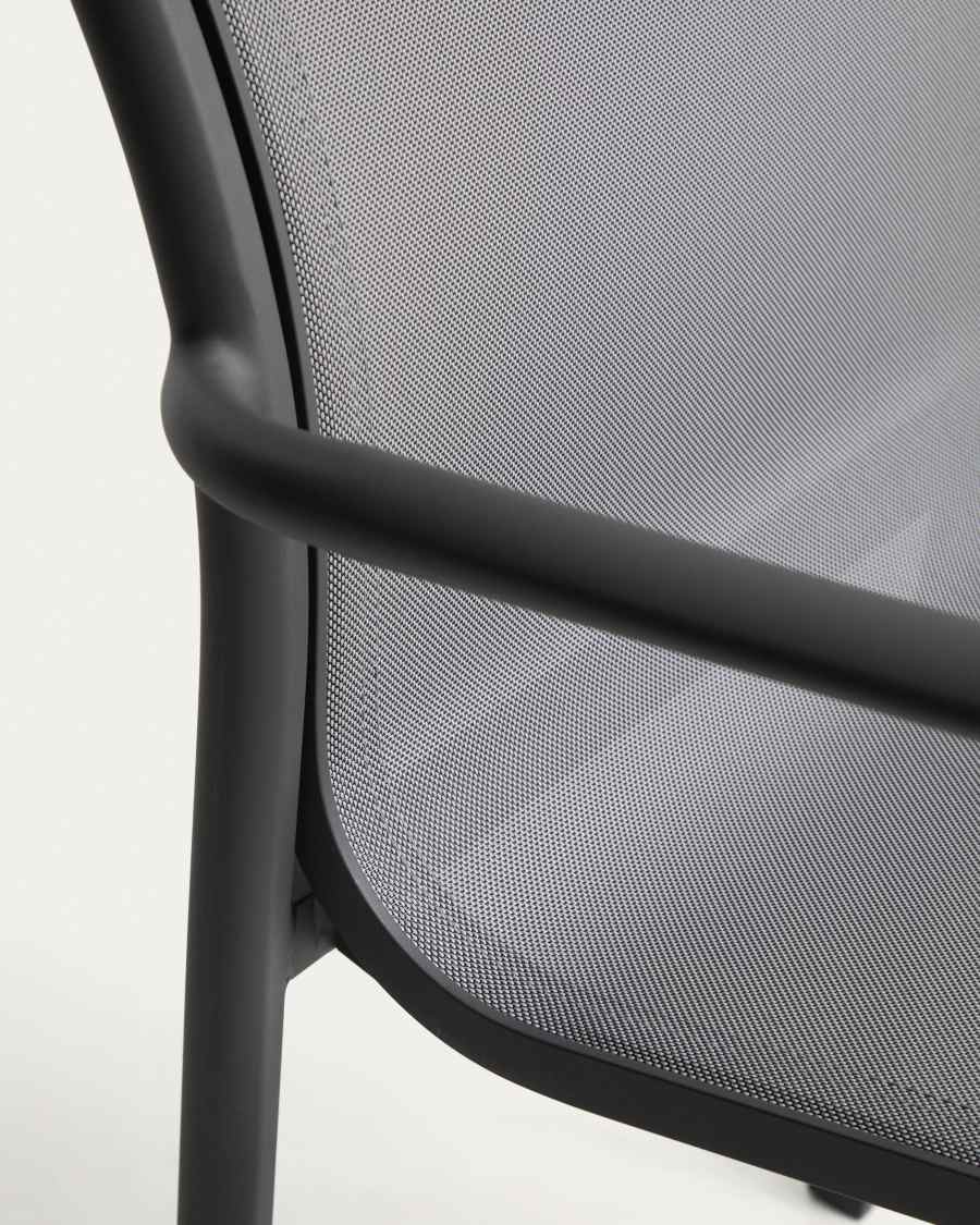 Luri stackable chair in graphite aluminium and grey texteline
