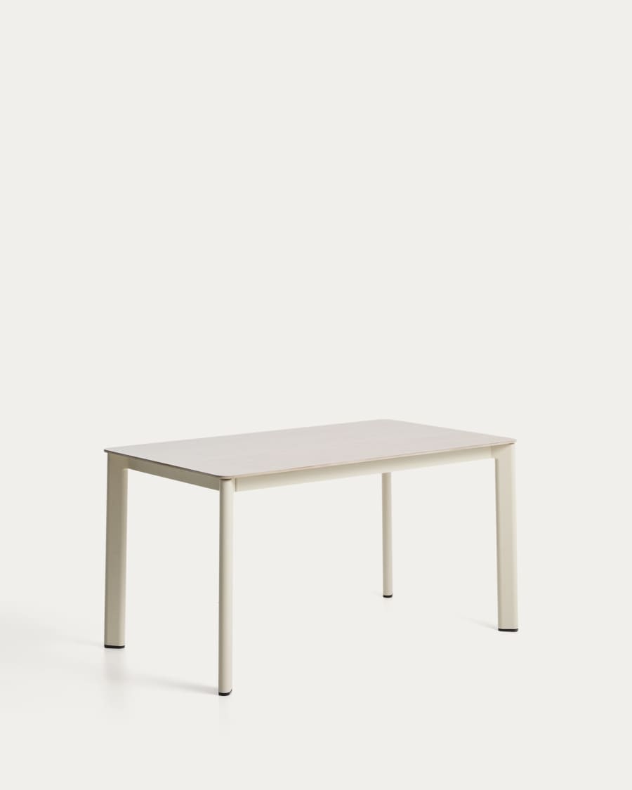 Tisch Anafi mit Tischplatte aus gesintertem Stein in Beige, 140 x 80 cm