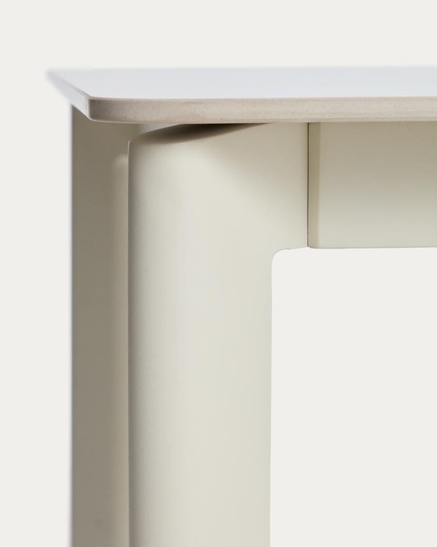 Tisch Anafi mit Tischplatte aus gesintertem Stein in Beige, 140 x 80 cm