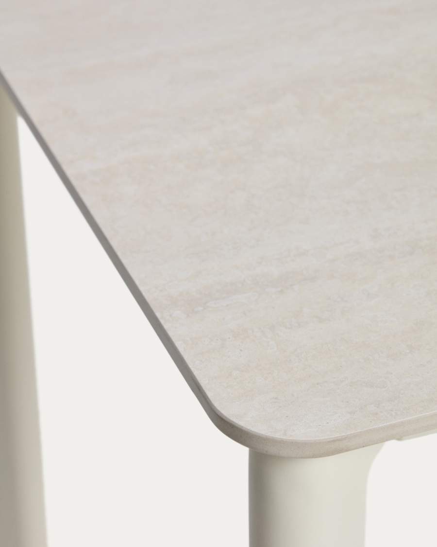 Tisch Anafi mit Tischplatte aus gesintertem Stein in Beige, 140 x 80 cm