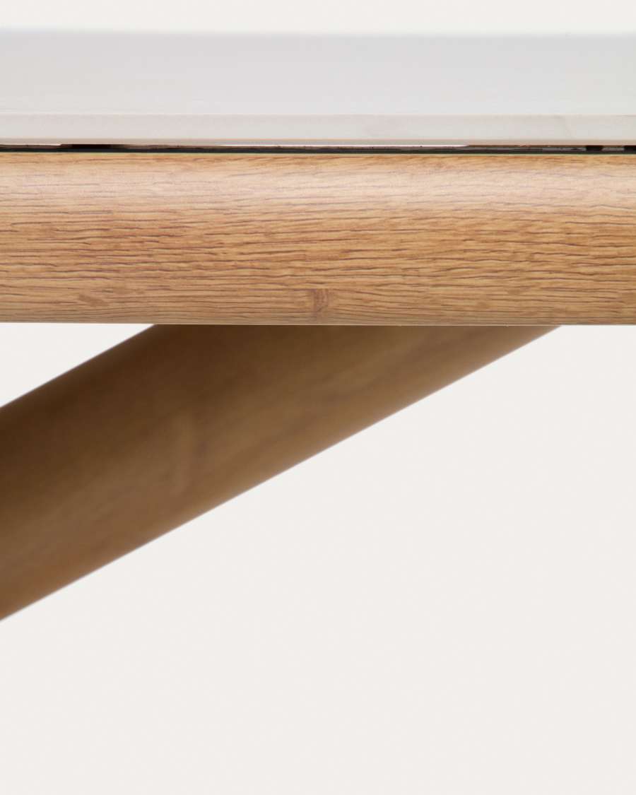 Table d’extérieur Mirtia en aluminium effet bois et pierre frittée écrue 240 x 110 cm