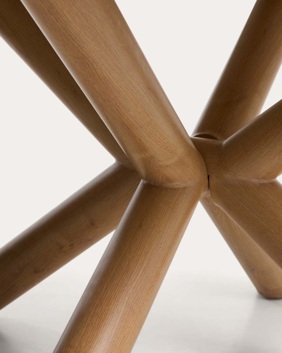 Table d’extérieur Mirtia en aluminium effet bois et pierre frittée écrue Ø 148 cm