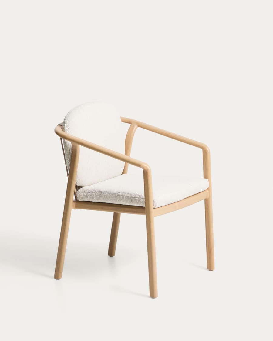 Sirte outdoor chair in aluminium with wood-effect finish and ecru rope cord