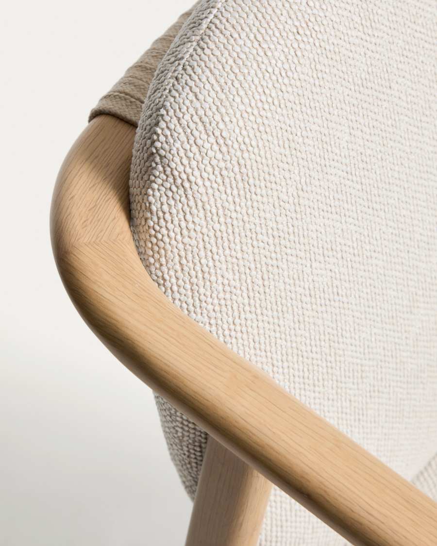 Sirte outdoor chair in aluminium with wood-effect finish and ecru rope cord