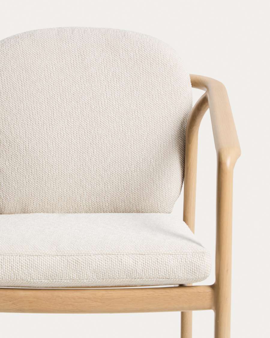 Sirte outdoor chair in aluminium with wood-effect finish and ecru rope cord