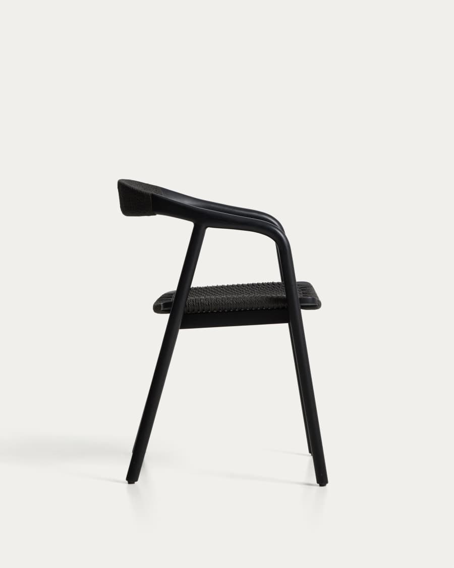 Sedia Derile in rovere massiccio con finitura nera e corda di carta nera FSC 100%