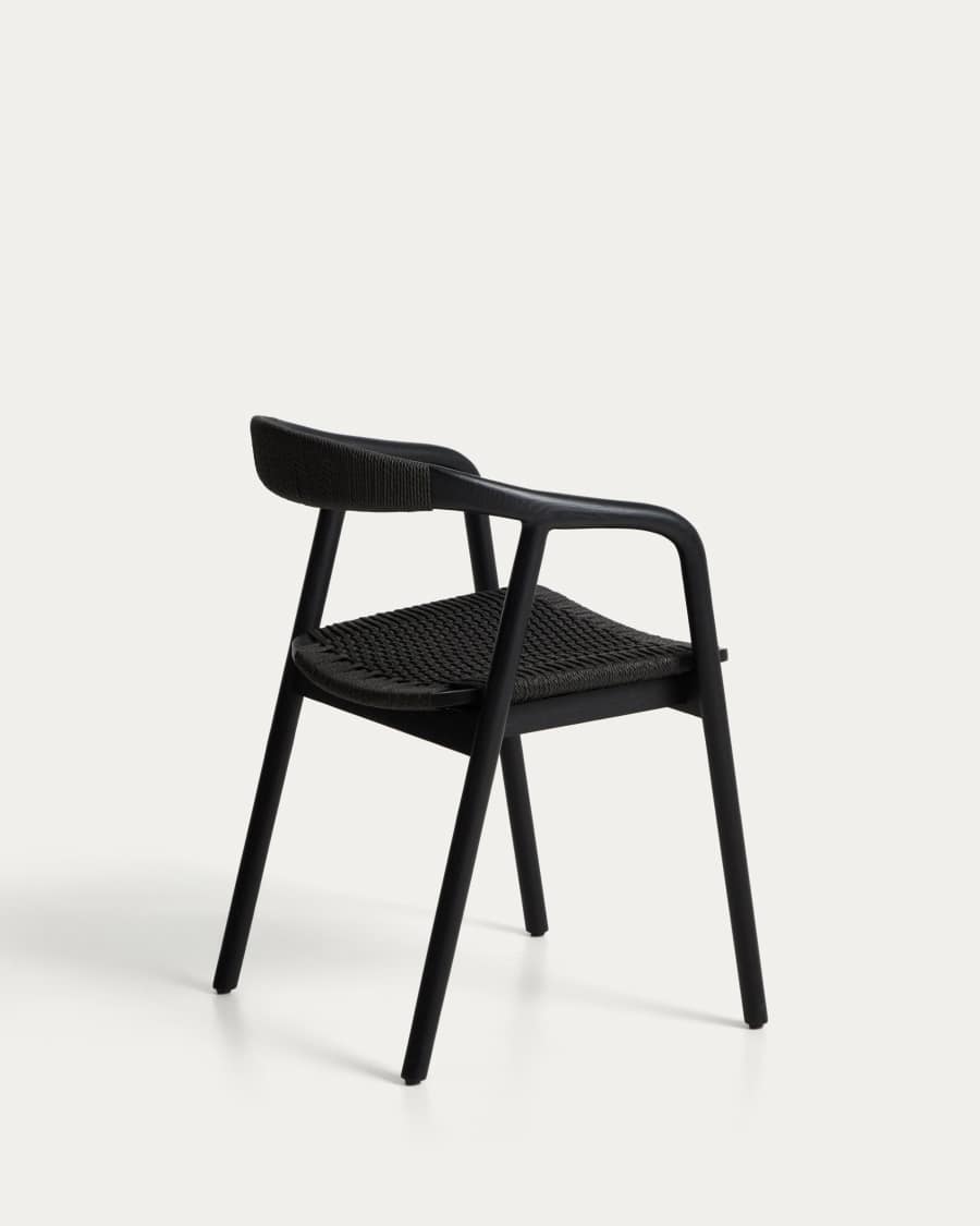 Sedia Derile in rovere massiccio con finitura nera e corda di carta nera FSC 100%