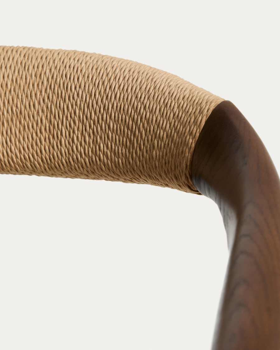 Sedia Derile in rovere massiccio con finitura noce e corda di carta beige FSC 100%