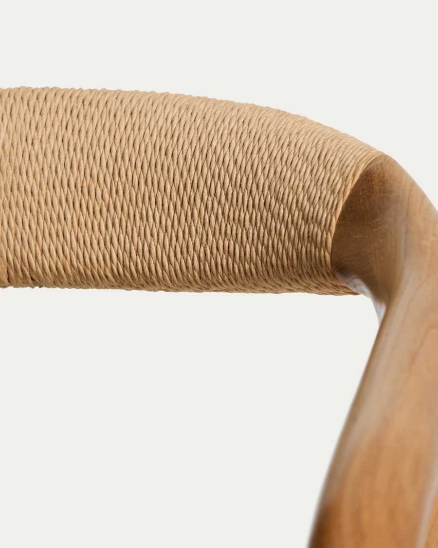 Sedia Derile in legno di rovere massiccio con finitura in tonalità naturale e corda di carta beige FSC 100%