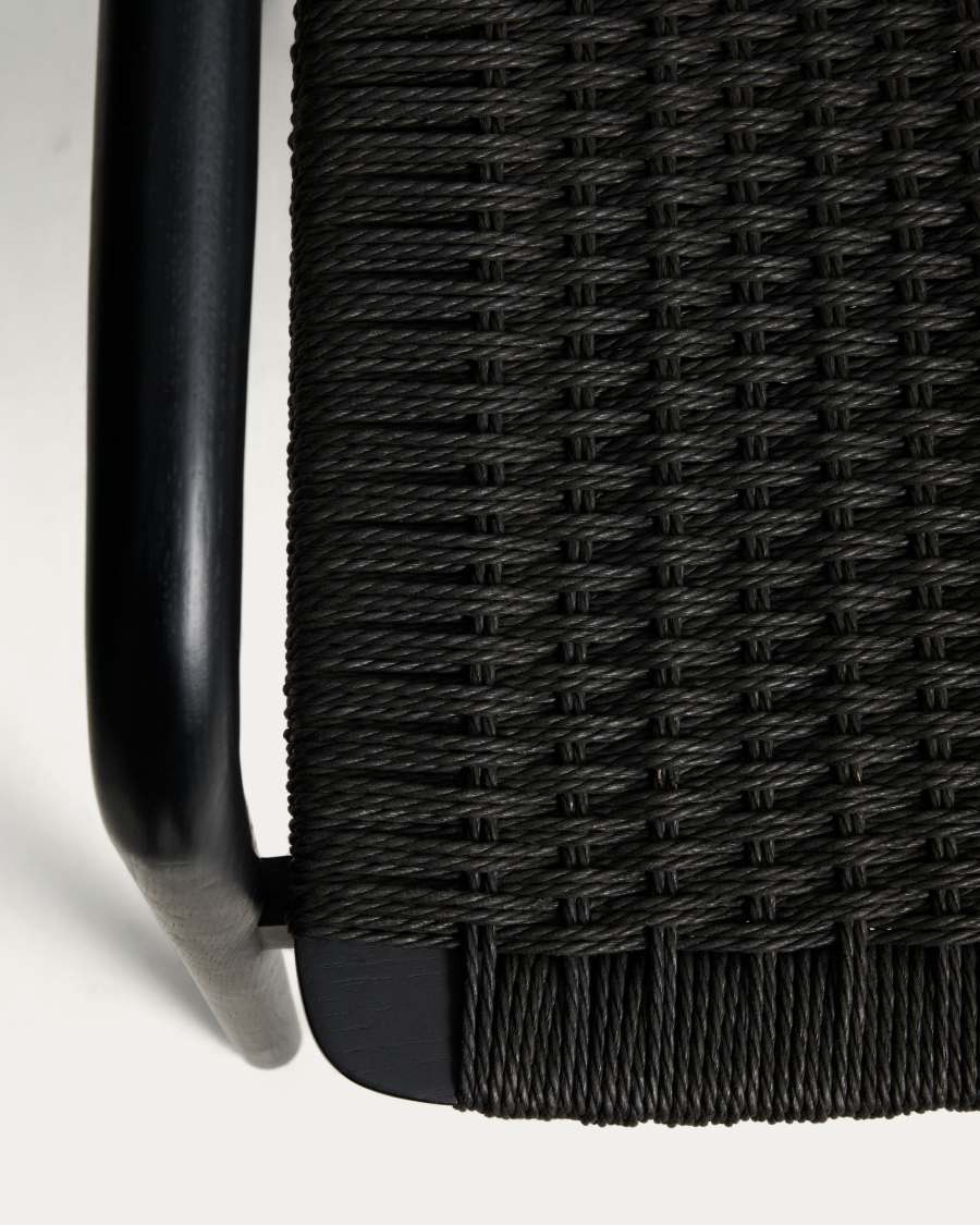 Sedia Derile in rovere massiccio con finitura nera e corda di carta nera FSC 100%