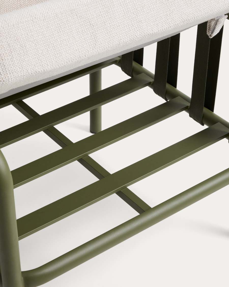 Omala set consisting of 2-seater sofa and 2 armchairs with green aluminium structure