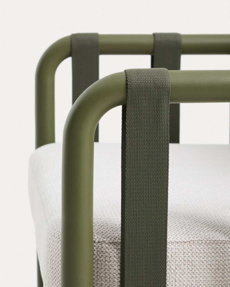 Omala set consisting of 2-seater sofa and 2 armchairs with green aluminium structure
