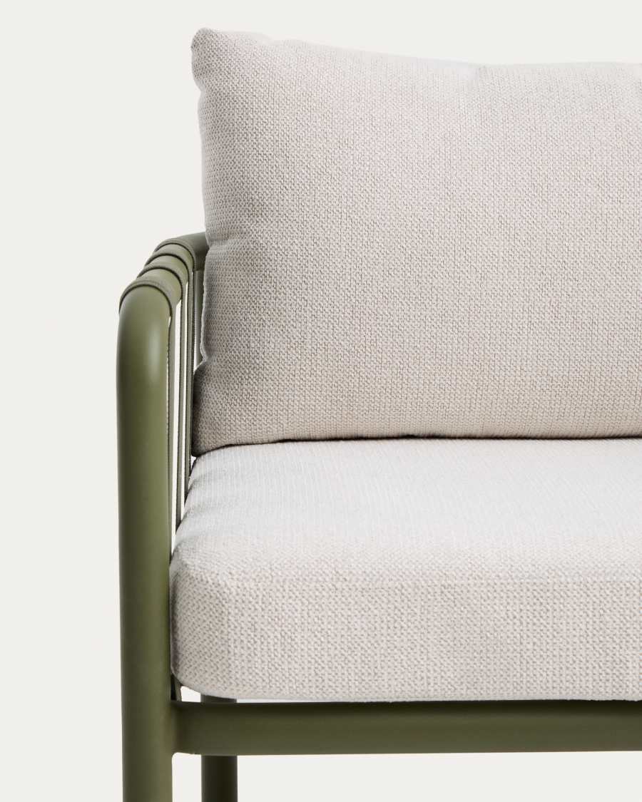 Omala set consisting of 2-seater sofa and 2 armchairs with green aluminium structure