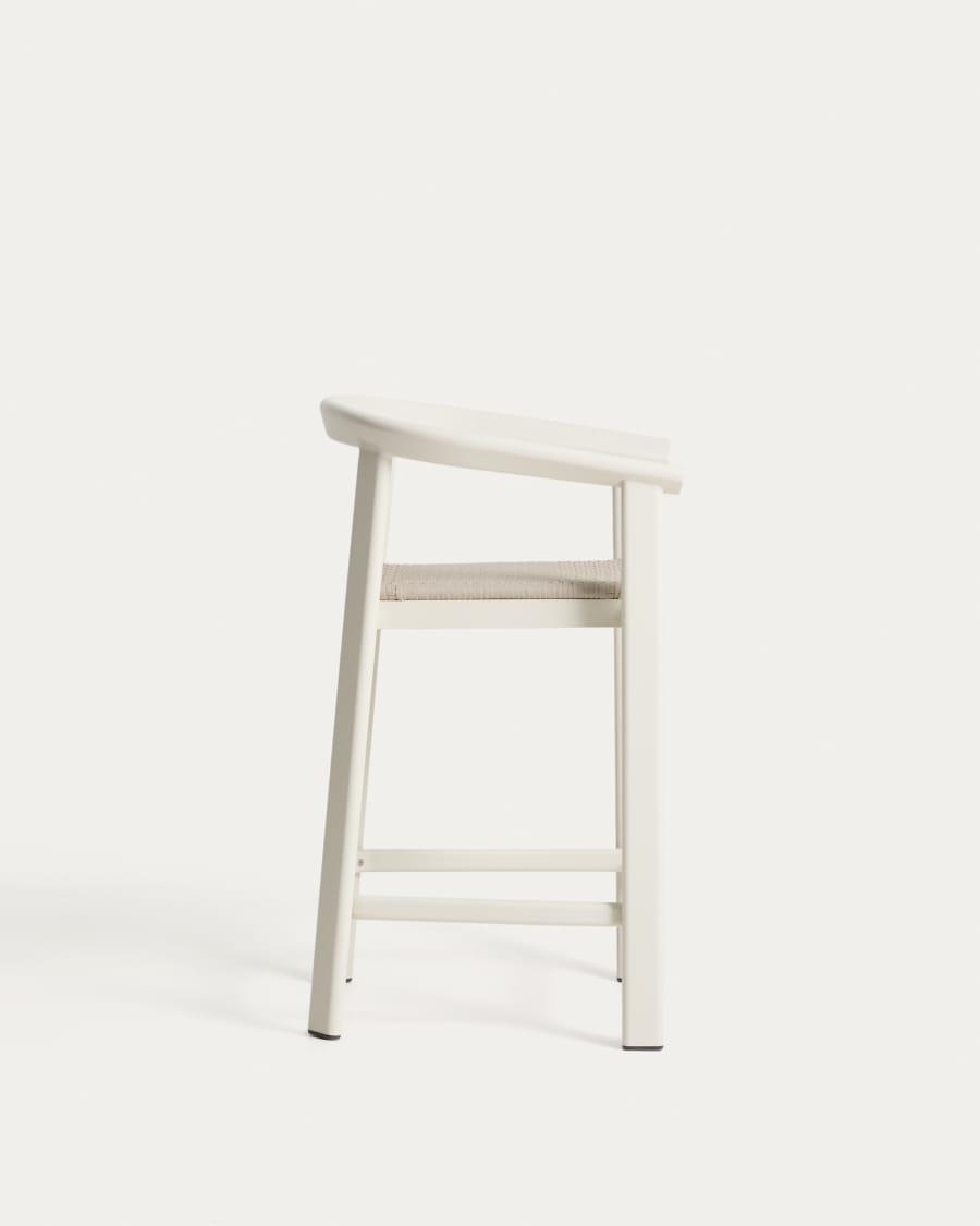 Erice stool in aluminium and ecru rope cord 65cm