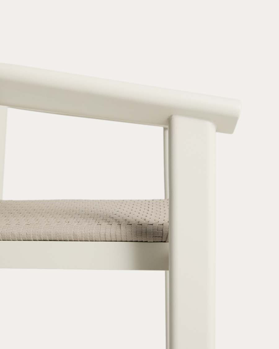 Erice stool in aluminium and ecru rope cord 65cm