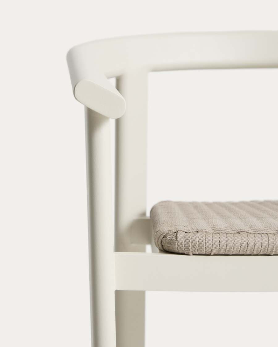 Erice stool in aluminium and ecru rope cord 65cm