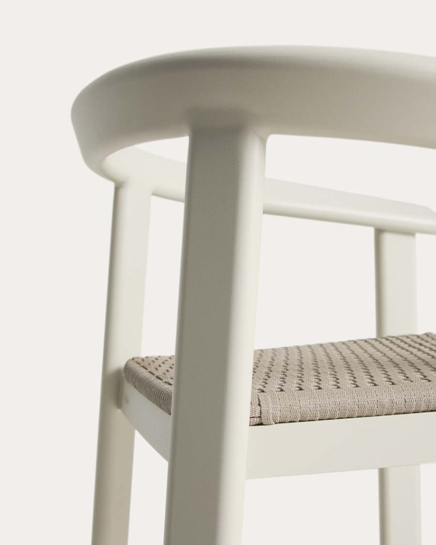 Erice stool in aluminium and ecru rope cord 65cm