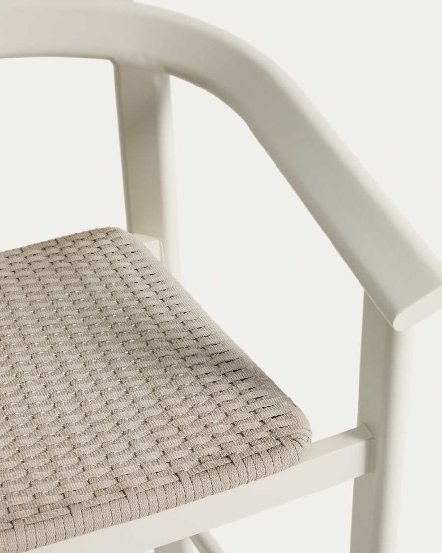 Erice stool in aluminium and ecru rope cord 65cm