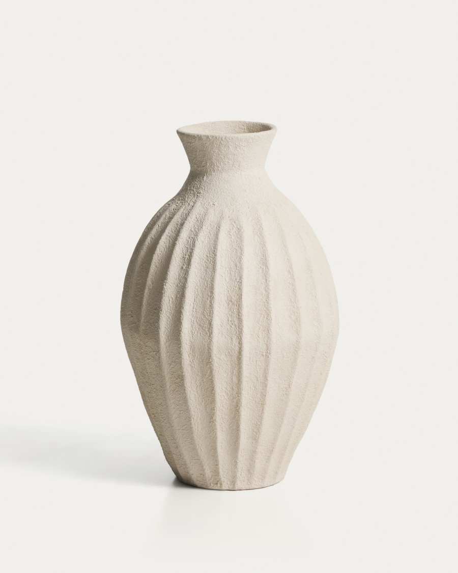 Beige Pappmaché-Vase Arquena, 67 cm