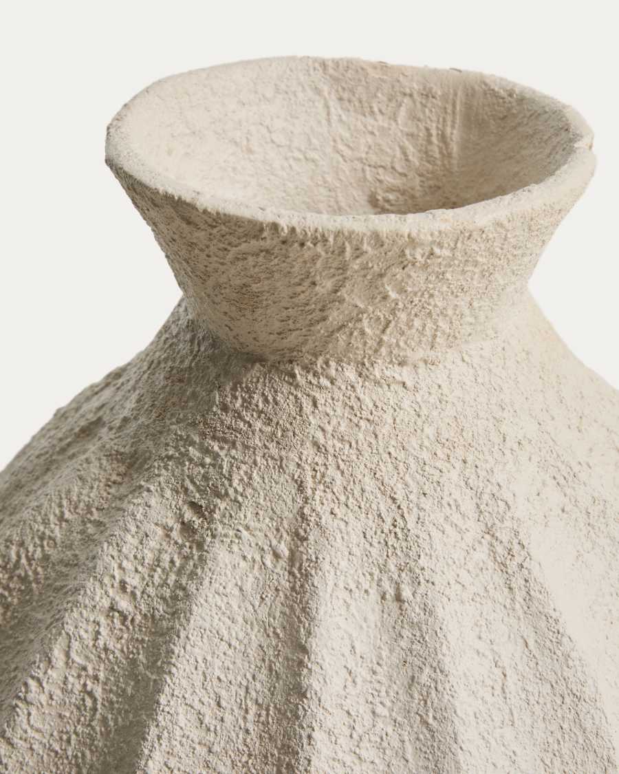 Beige Pappmaché-Vase Arquena, 46 cm