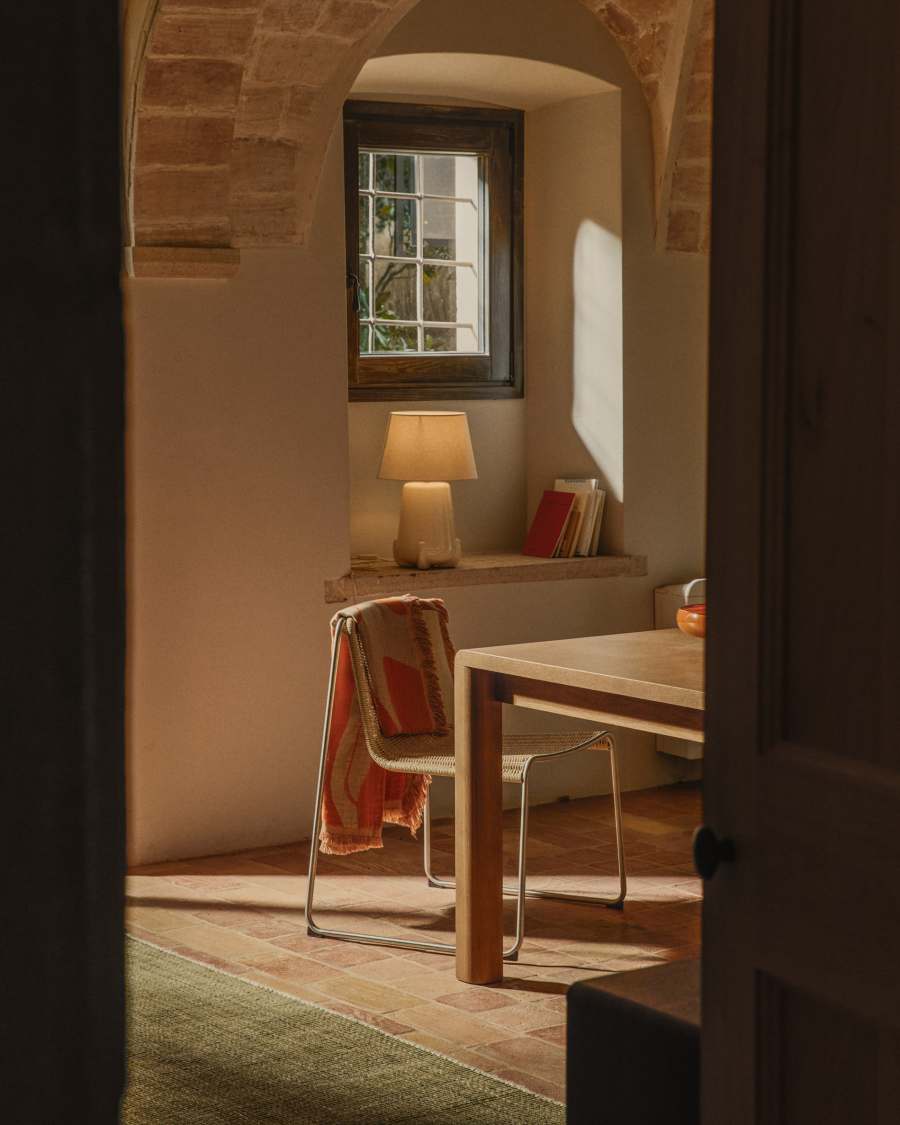 Odra table lamp in ecru ceramic with glossy finish