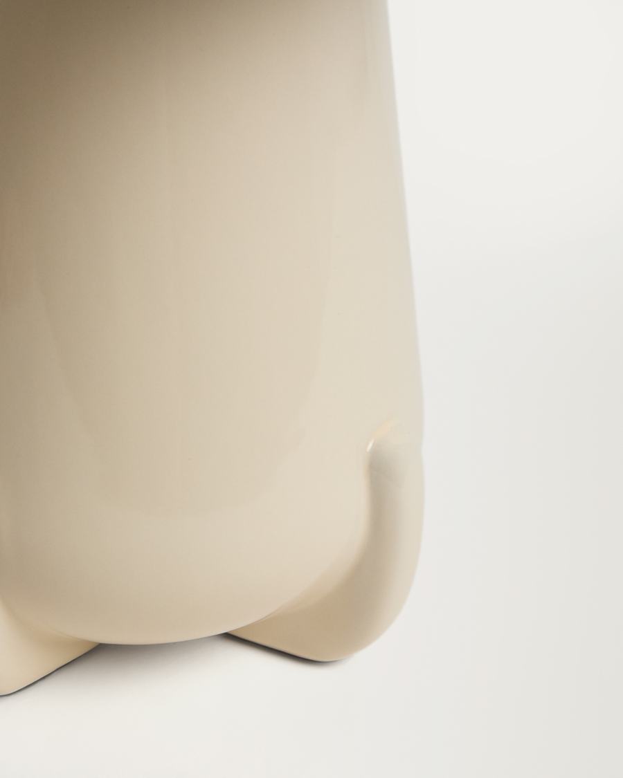 Odra table lamp in ecru ceramic with glossy finish