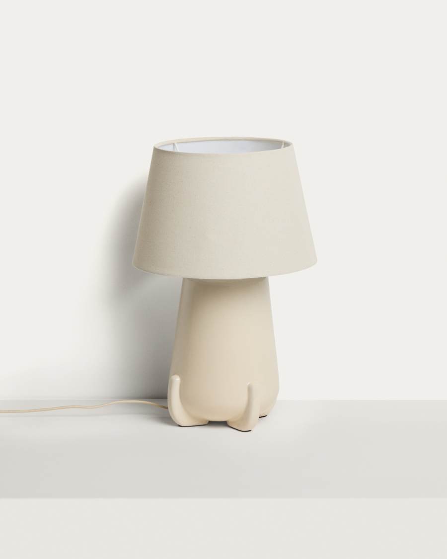 Odra table lamp in ecru ceramic with glossy finish