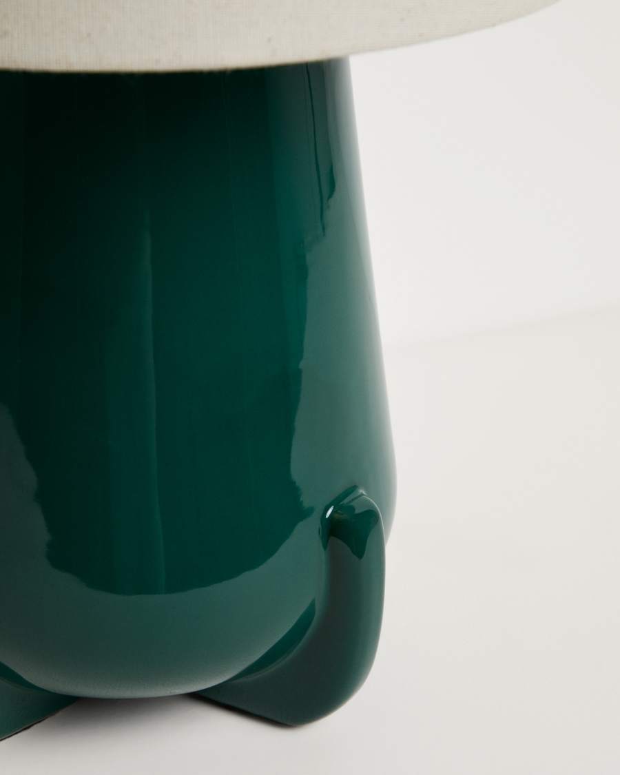 Odra table lamp in green ceramic with glossy finish