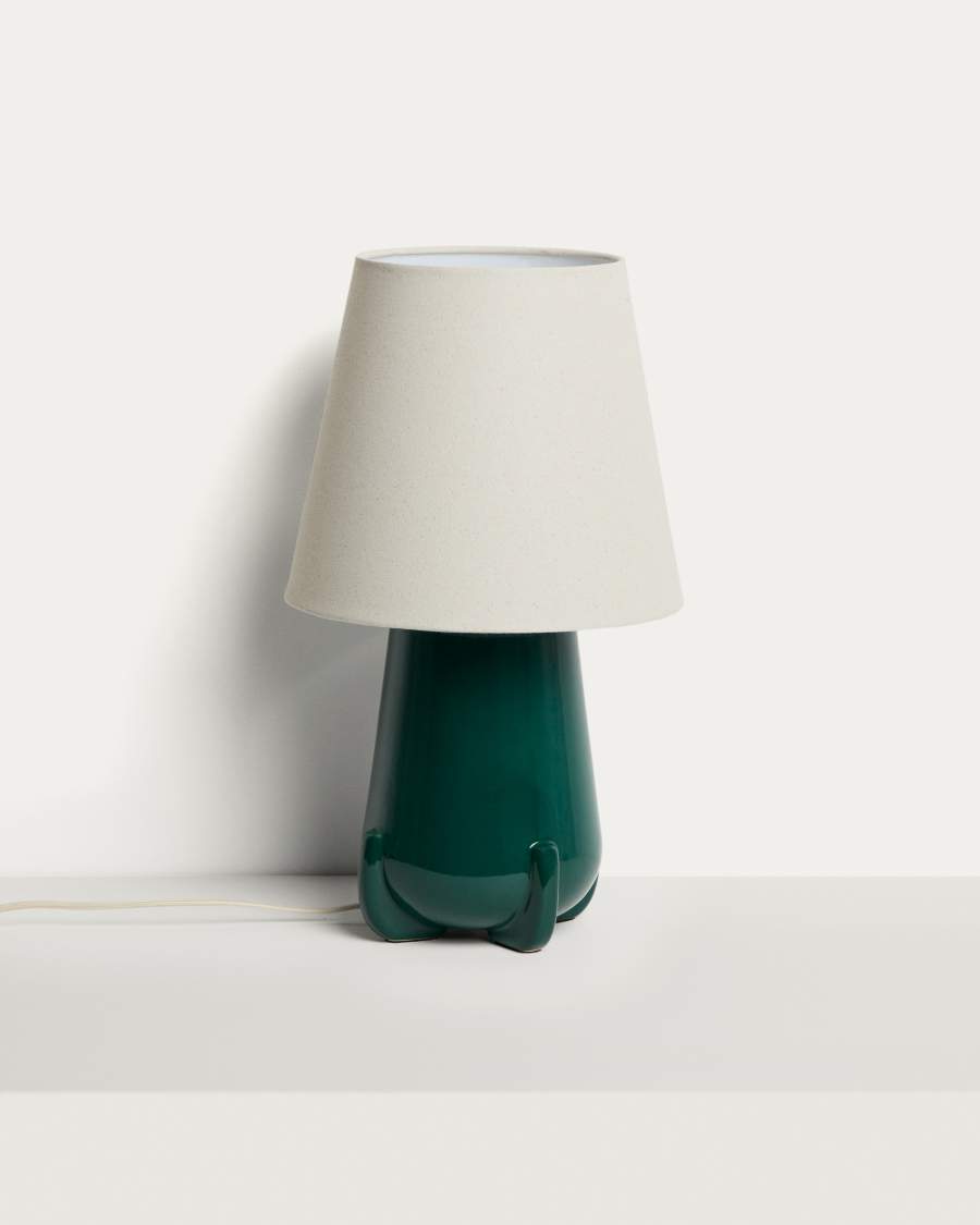 Odra table lamp in green ceramic with glossy finish