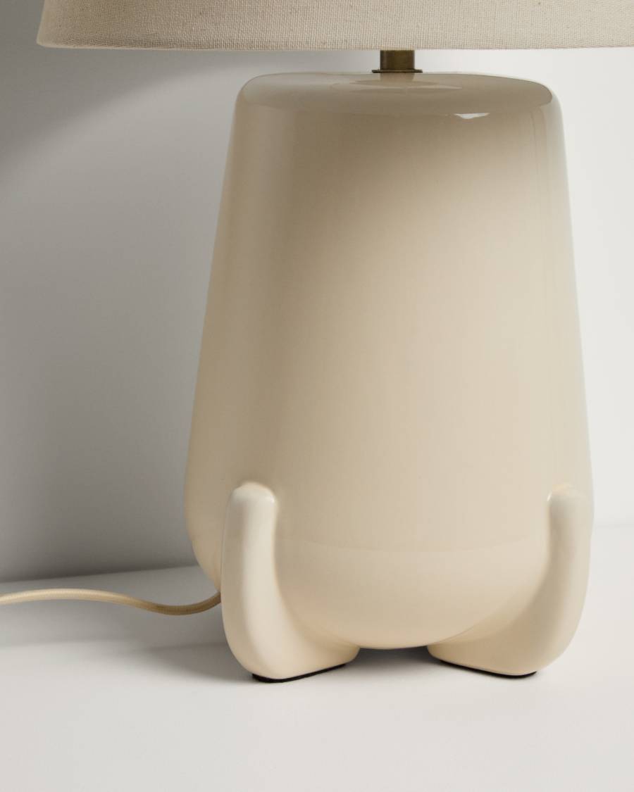 Odra table lamp in ecru ceramic with glossy finish