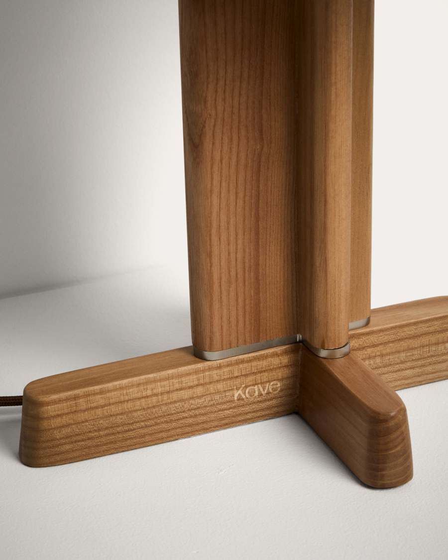 Niani table lamp in rubber wood with clear finish and ivory-coloured cotton lamp shade Ø30cm