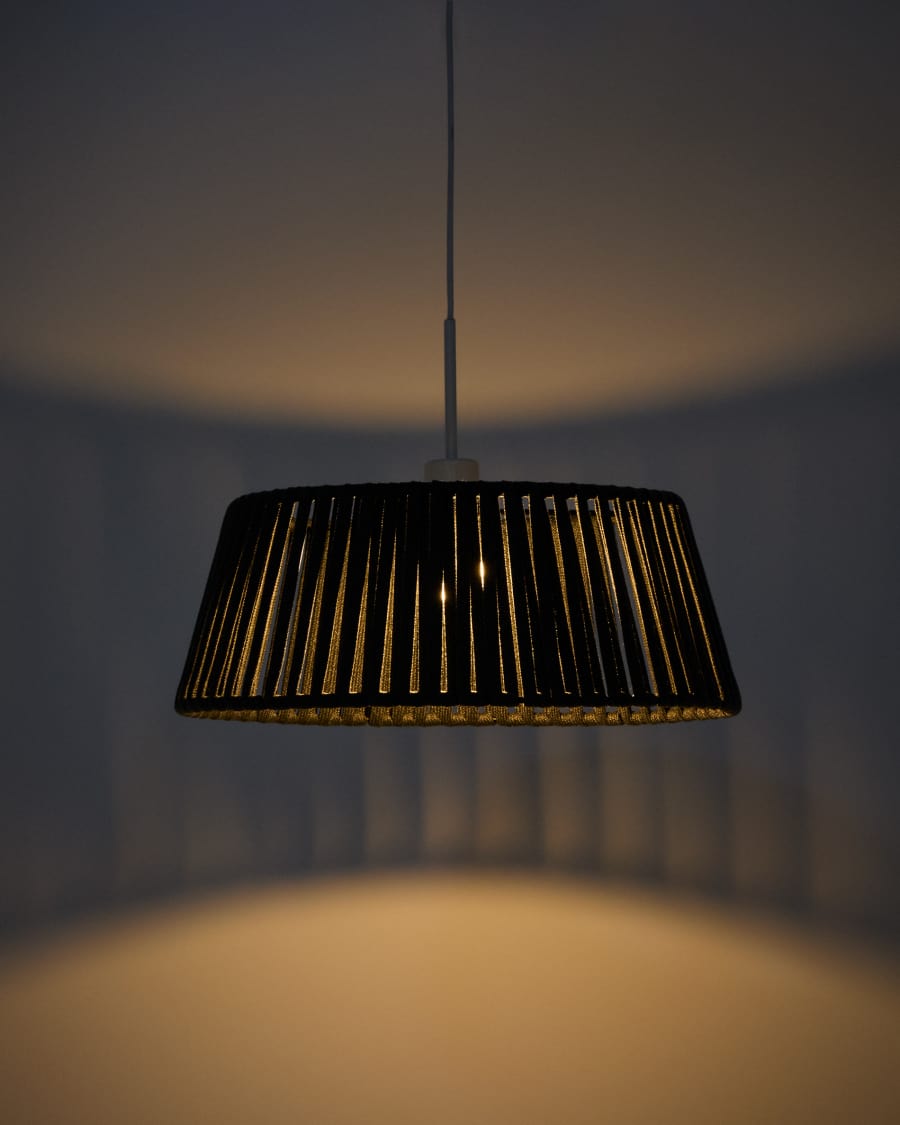 Aldet ceiling lamp shade in black flat rope cord Ø46cm