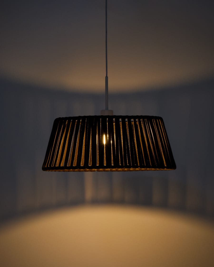 Aldet ceiling lamp shade in brown flat rope cord Ø46cm