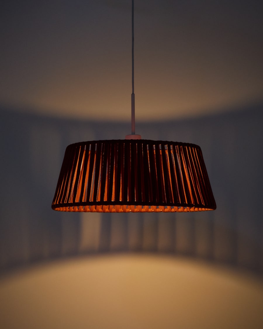 Aldet ceiling lamp shade in terracotta flat rope cord Ø46cm