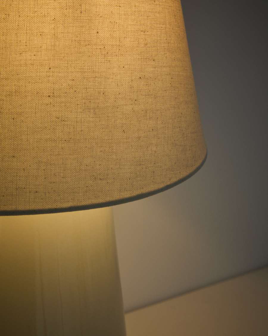 Odra table lamp in ecru ceramic with glossy finish