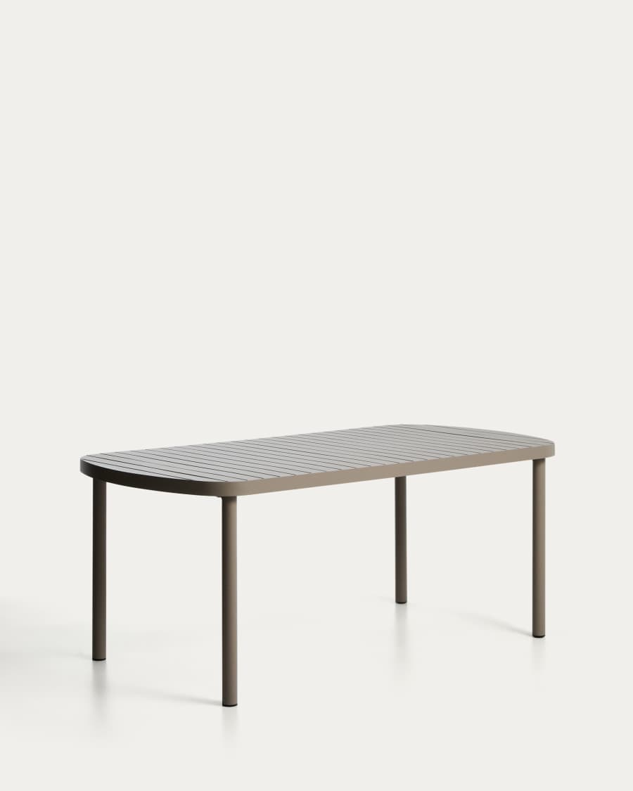 Tavolo da esterni Joncols in alluminio verniciato color tortora 180 x 90 cm