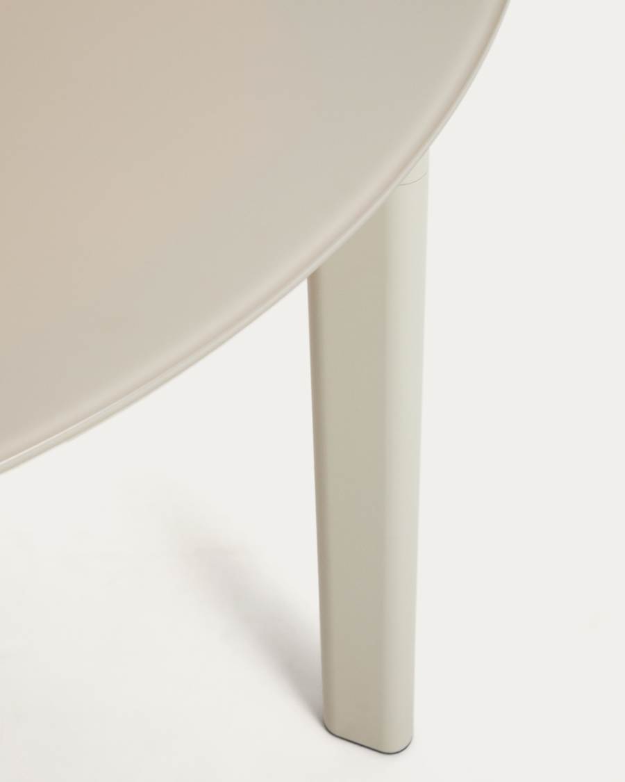 Runder Tisch Erice aus Aluminium und gehärtetem Glas in Ecru Ø120 cm