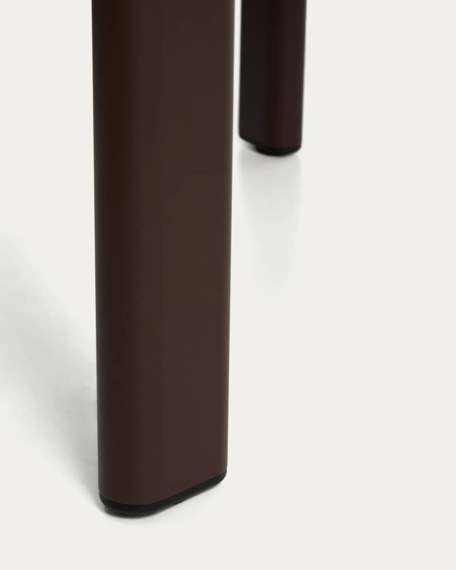 Ovaler Tisch Erice aus Aluminium und gehärtetem Glas in Braun 180 x 90 cm