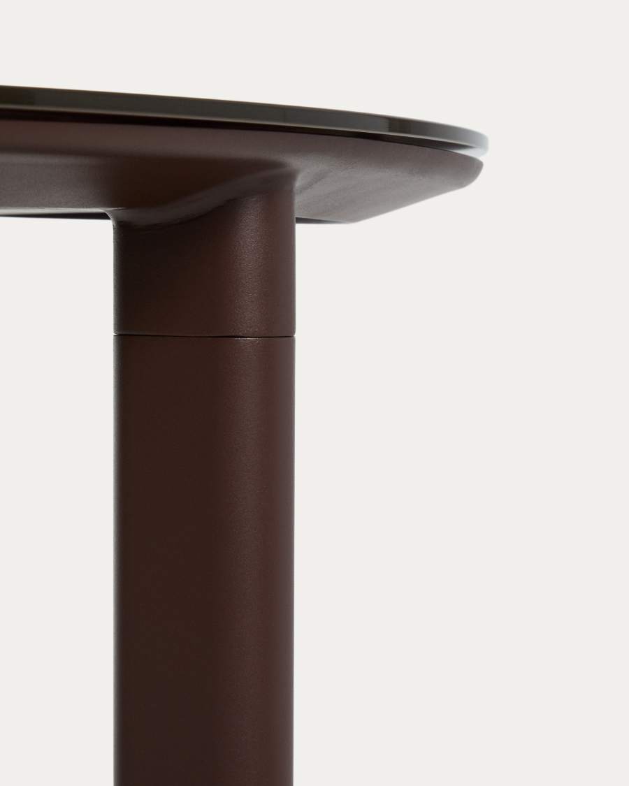 Ovaler Tisch Erice aus Aluminium und gehärtetem Glas in Braun 180 x 90 cm