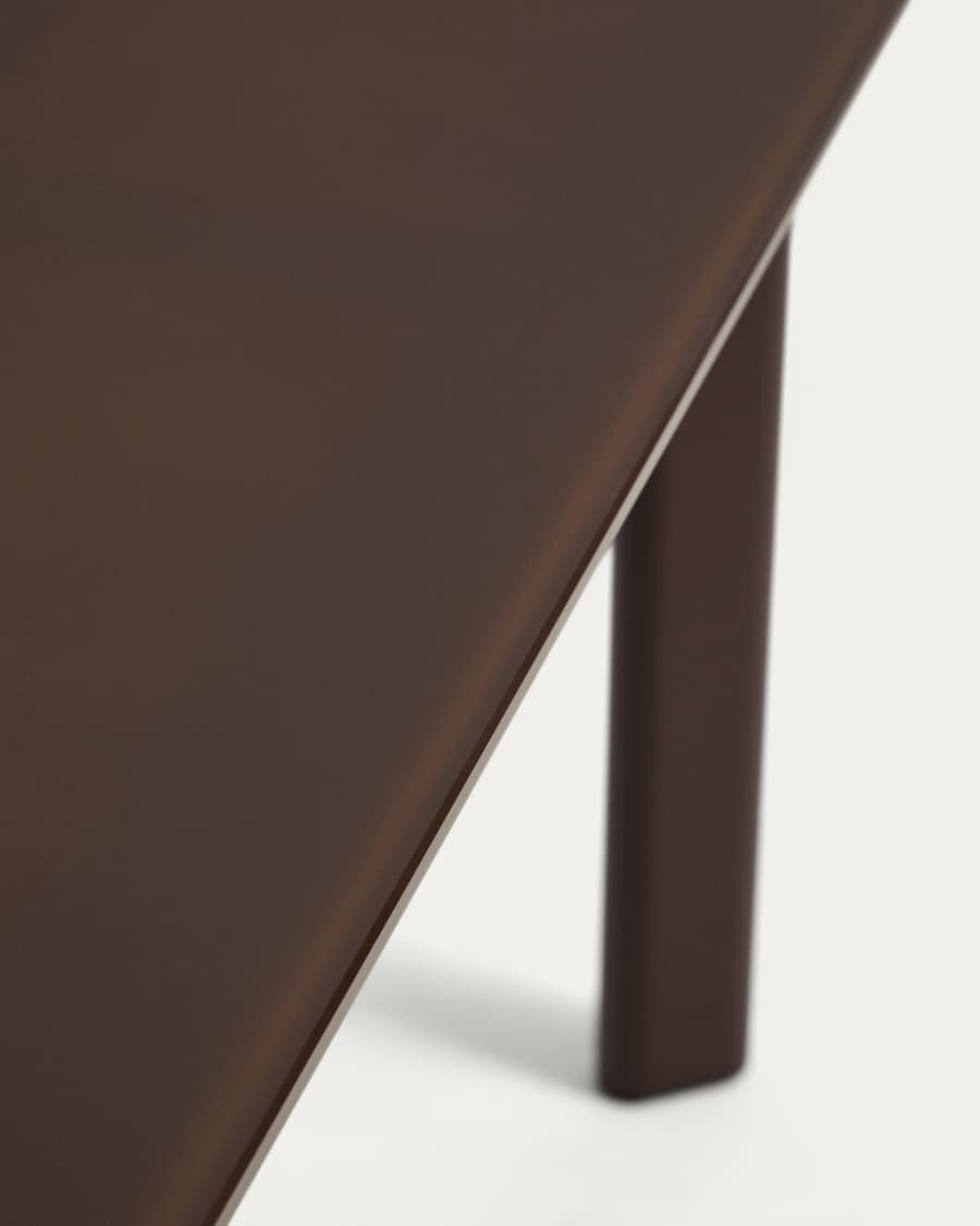 Ovaler Tisch Erice aus Aluminium und gehärtetem Glas in Braun 180 x 90 cm